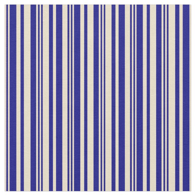 Tecido Padrão de Linhas/Stripes Coloridas Tan e Azul (Detalhe)