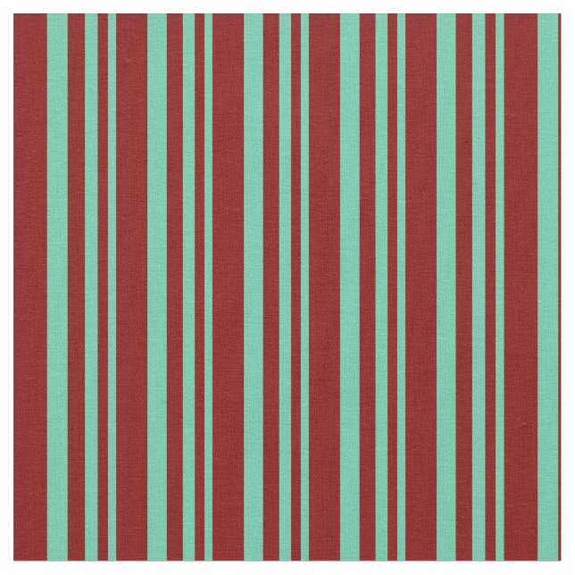 Tecido Padrão de Linhas/Stripes de Aquamarino e Maroon (Detalhe)