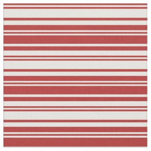 Tecido Padrão de Linhas/Stripes de Creme Vermelhas e Min