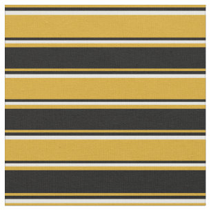 Tecido Padrão de Linhas/Stripes de Goldenrod, Preto e Bra