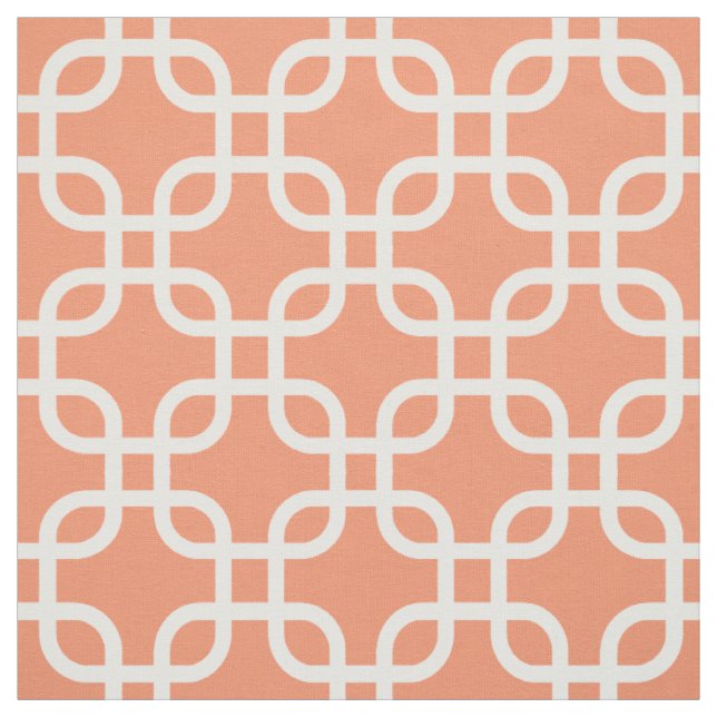 Tecido Padrão de Links Geométricos Laranja (Modelo)