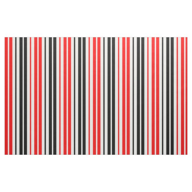 Tecido Padrão de Listras Vermelhas Pretas e Brancas Desig (Fat Quarter)