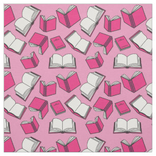 Tecido Padrão de Livros Rosa Leitor de Livros de Cuta