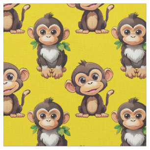 Tecido Padrão de Macaco Amarelo Design 