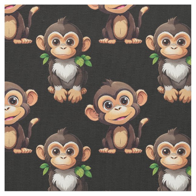 Tecido Padrão de Macaco Preto Design  (Detalhe)