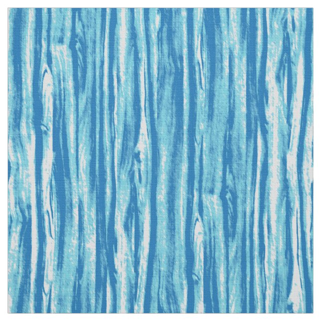Tecido Padrão de madeira flutuante - azul oceano e branco (Modelo)