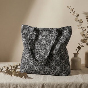 Tecido Padrão de Mágico Gótico Barroco Negro e Branco