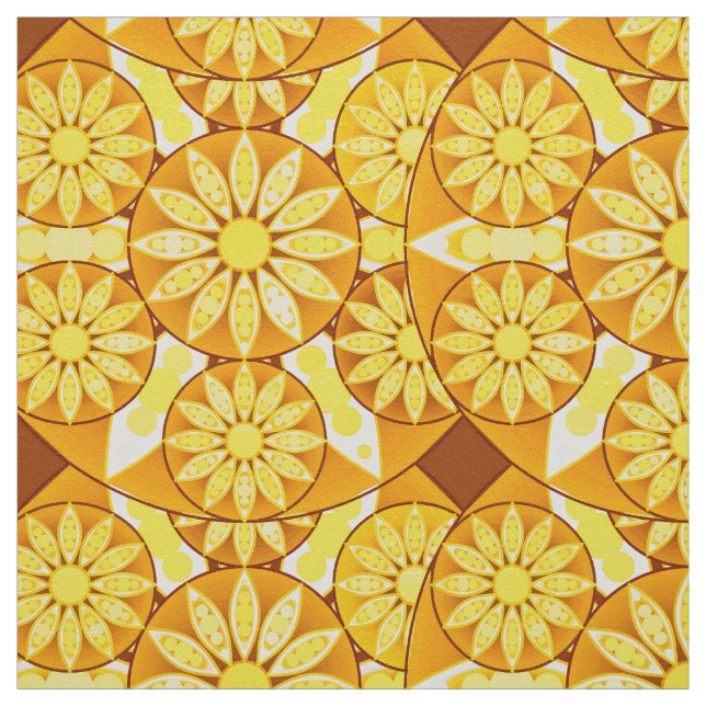 Tecido Padrão de mandala, amarelo, dourado e marrom (Modelo)