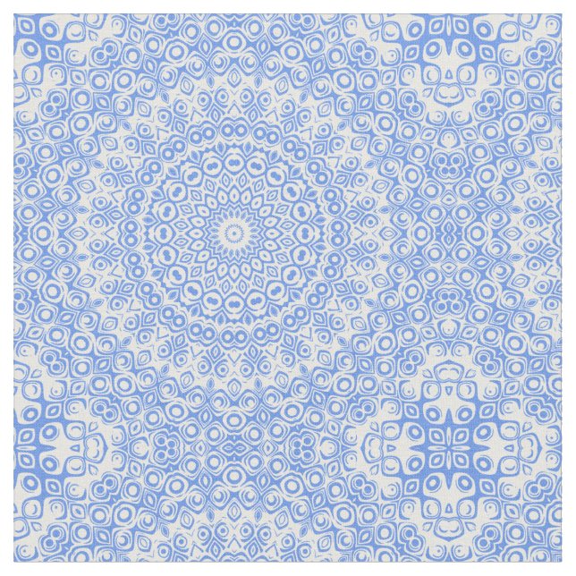 Tecido Padrão de Mandala Azul Centáurea (Detalhe)