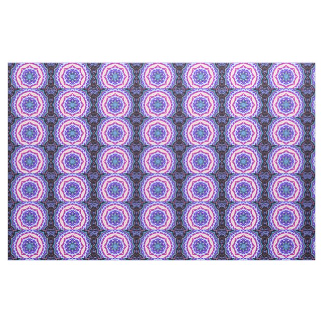 Tecido padrão de mandala azul rosa (Fat Quarter)