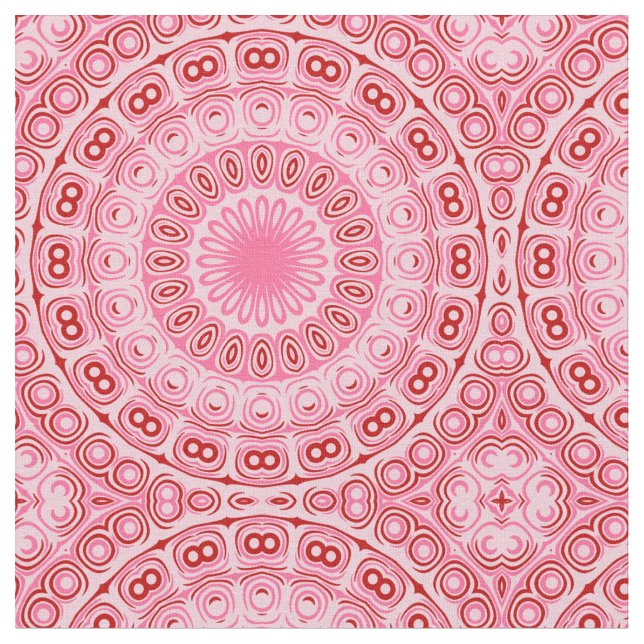 Tecido Padrão de Mandala Carmesim e Rosa (Detalhe)