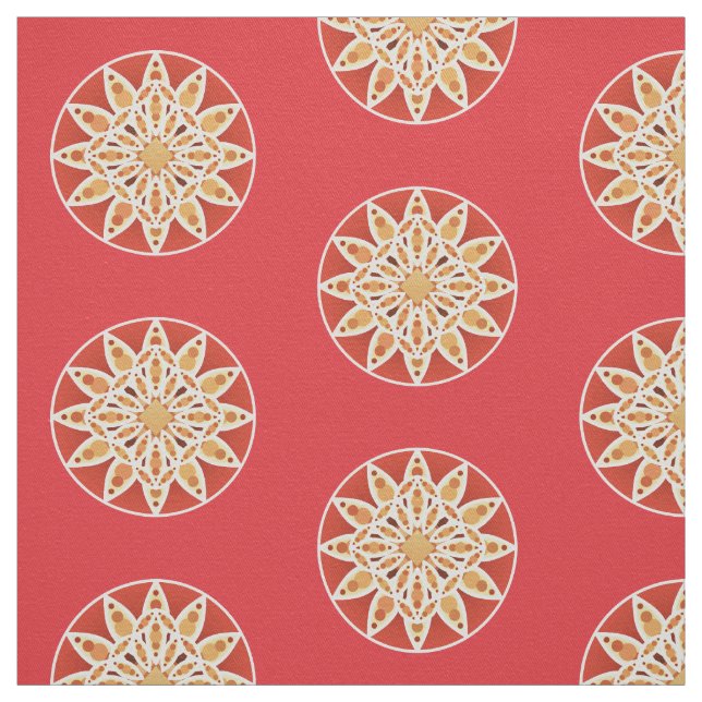 Tecido Padrão de Mandala em camelo, vermelho escuro e bra (Modelo)