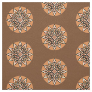 Tecido Padrão de mandala em chocolate, terracota e ferru
