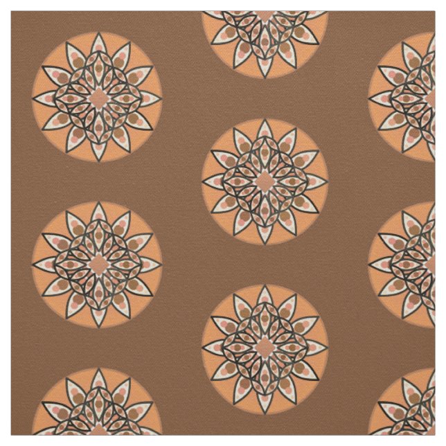 Tecido Padrão de mandala em chocolate, terracota e ferrug (Modelo)