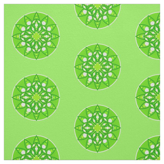 Tecido Padrão de Mandala em tons de verde limão (Modelo)
