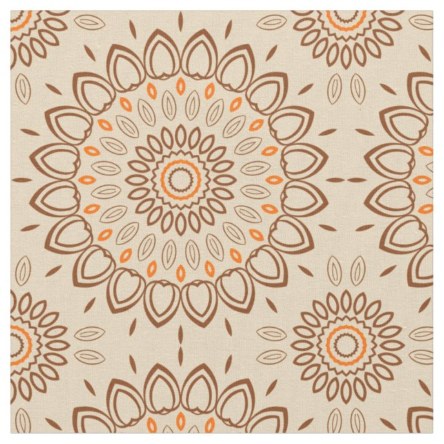 Tecido Padrão de Mandala em Tons Terrosos com Marrom e La (Detalhe)
