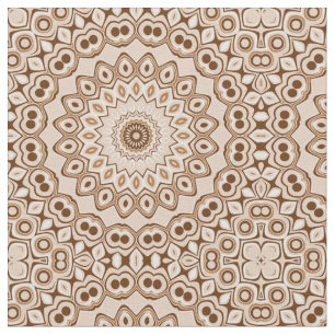 Tecido Padrão de Mandala Geométrico Marrom Mocha