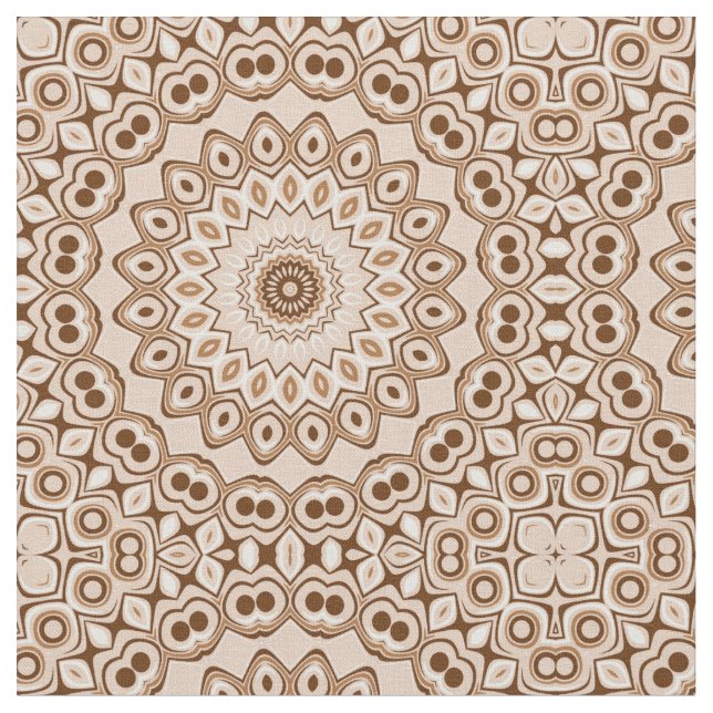 Tecido Padrão de Mandala Geométrico Marrom Mocha (Detalhe)