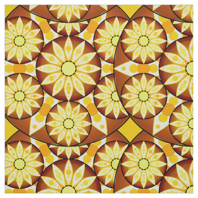 Tecido Padrão de mandala, tons de marrom e ouro (Modelo)