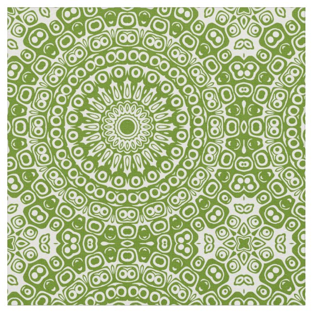 Tecido Padrão de Mandala Verde da Natureza (Detalhe)