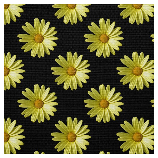 Tecido Padrão de margarida - Cor do Cheio em preto (Modelo)