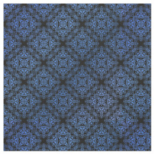 Tecido Padrão de Medalhão Azul Damask