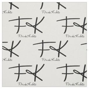 Tecido Padrão de Monograma "FK" Assinatura de Frida Kahlo