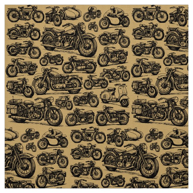 Tecido Padrão de motocicletas vintage e antigas (Modelo)