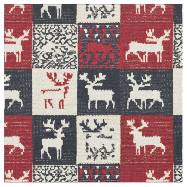 Tecido Padrão de Natal de Patchwork do Knit | Russo (Detalhe)