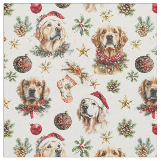 Tecido Padrão de Natal do Cão de Retriever do ouro