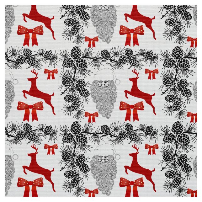 Tecido Padrão de Natal Festivo com Reindeer, Pinecones (Modelo)