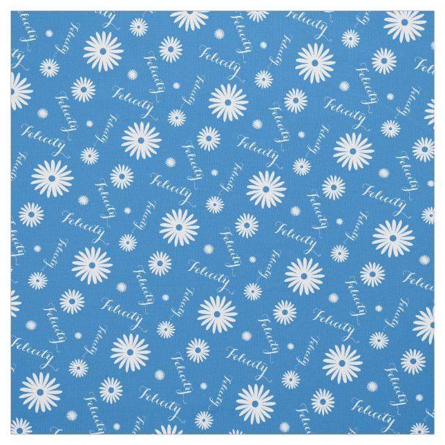 Tecido Padrão de nome de margarida azul personalizado (Modelo)