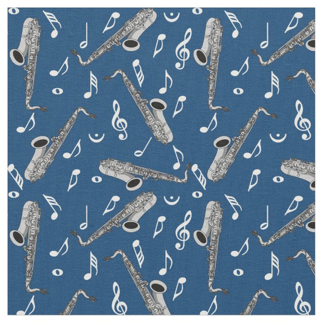 Tecido Padrão de Nota de Música Saxofone da cinza (Detalhe)