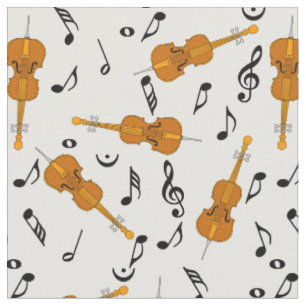 Tecido Padrão de Notas de Música Cellos