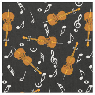 Tecido Padrão de Notas de Música Cellos