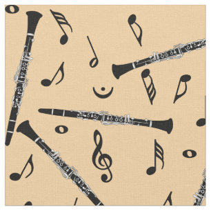 Tecido Padrão de Notas de Música Clarinets