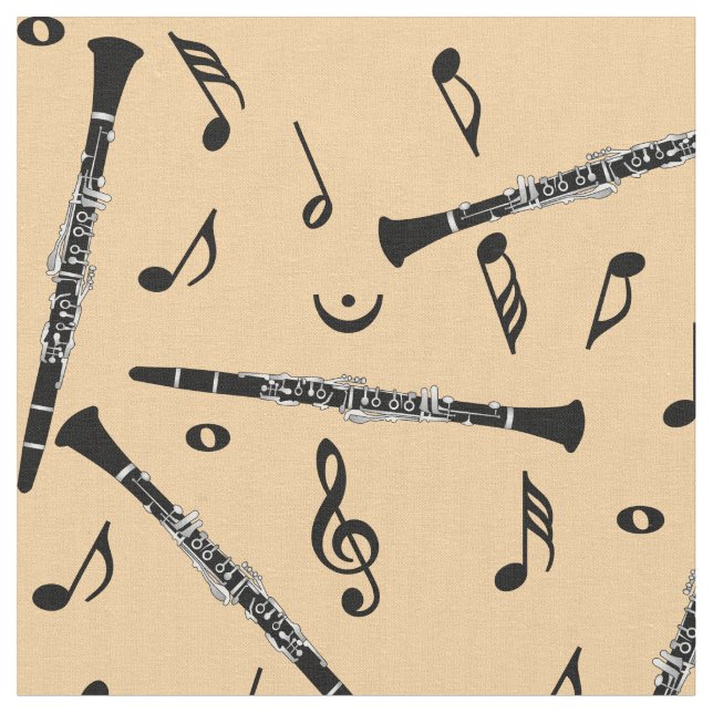 Tecido Padrão de Notas de Música Clarinets (Detalhe)