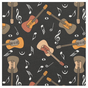 Tecido Padrão de Notas de Música de Violão