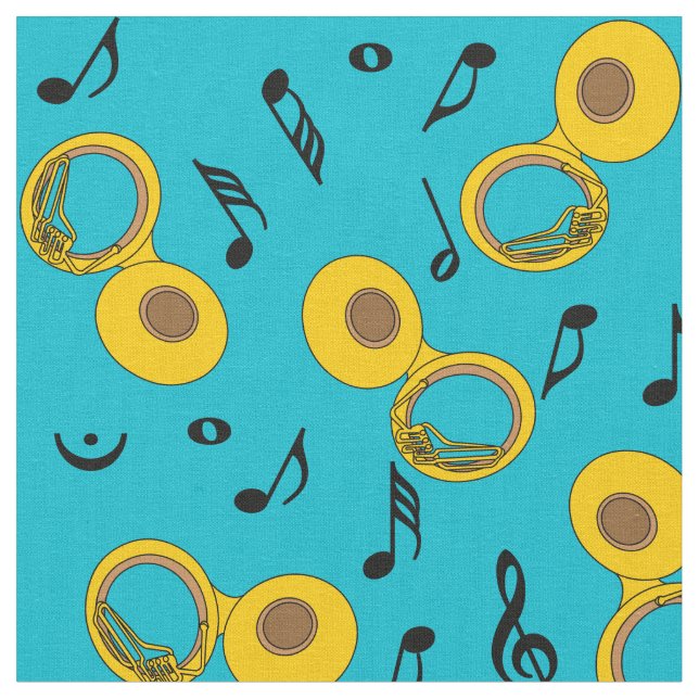Tecido Padrão de Notas de Música Tuba (Detalhe)