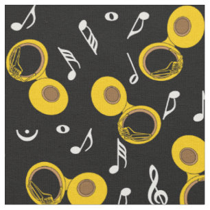 Tecido Padrão de Notas de Música Tuba
