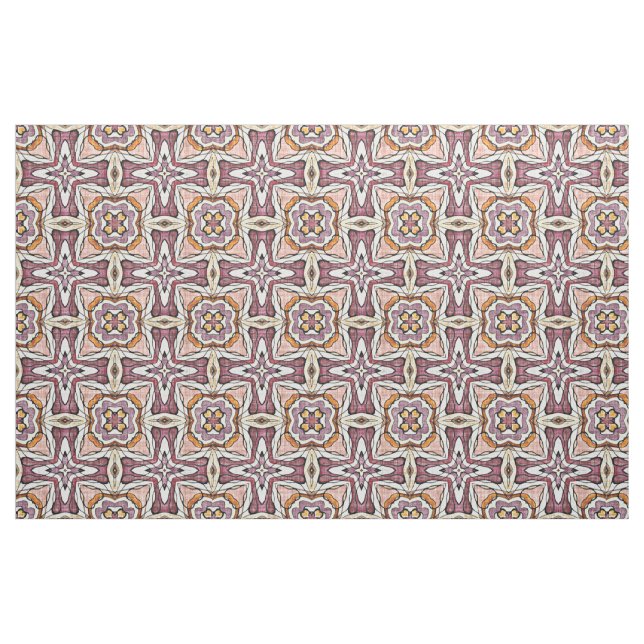 Tecido Padrão de Nouveau Deco Retro Chic Roxo Laranja (Fat Quarter)