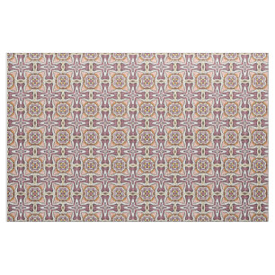 Tecido Padrão de Nouveau Deco Retro Chic Roxo Laranja