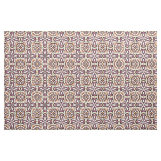 Tecido Padrão de Nouveau Deco Retro Chic Roxo Laranja (Fat Quarter)