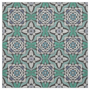 Tecido Padrão de Nouveau Deco, Retro Chic Verde Azul Tea