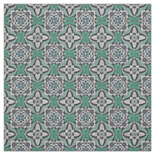 Tecido Padrão de Nouveau Deco Retro Chic Verde Azul Teal