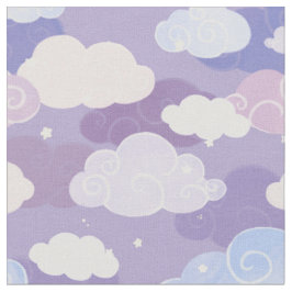 Tecido Padrão de Nuvens e Estrelas de Pastel Whimsical