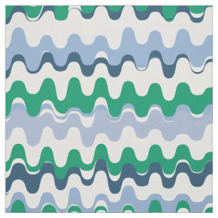 Tecido Padrão de onda abstrato azul-esverdeada-chic
