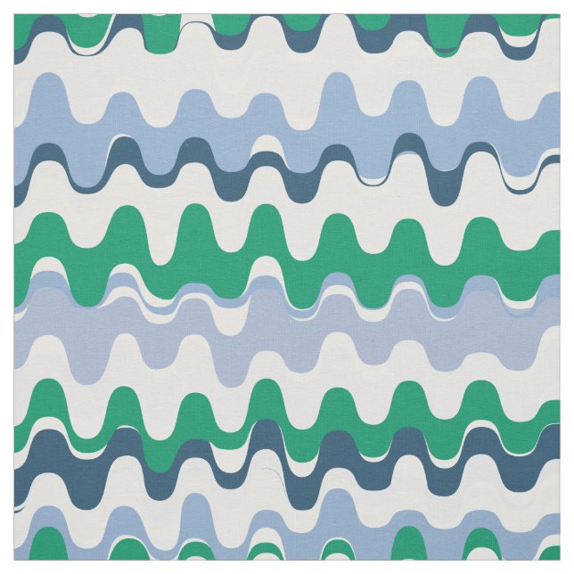 Tecido Padrão de onda abstrato azul-esverdeada-chic (Modelo)