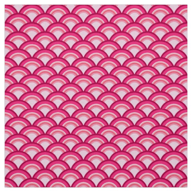 Tecido Padrão de onda Art Deco - fúcsia e coral (Modelo)