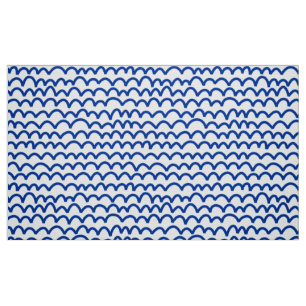 Tecido Padrão de onda - Marinho azul em branco